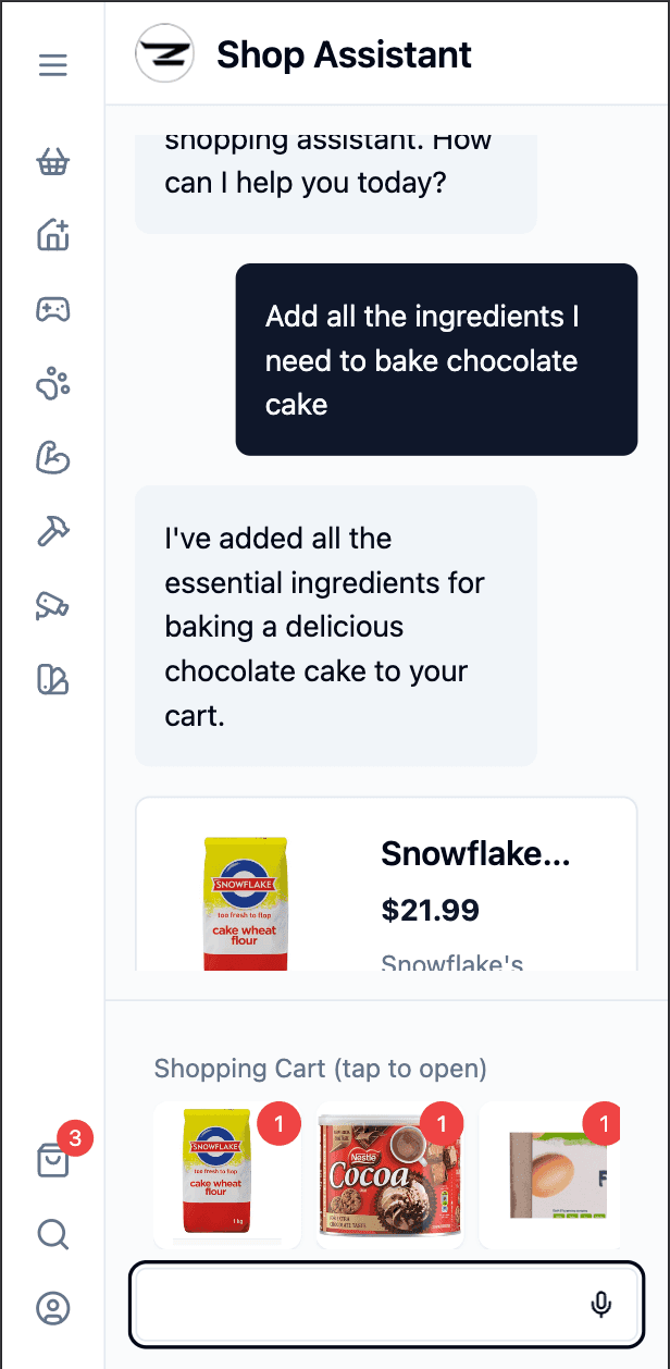 AI shopping assistant interface
